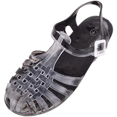 Image of ABSOLUTE FOOTWEAR Womens Casual Slip On Summer Holiday Beach Jelly Sandals Flip Flops Flat Shoes Black UK 3 / EU 36