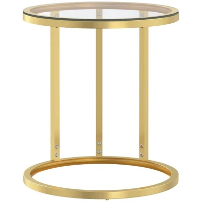 Image of vidaXL Side Table Gold and Transparent 45 cm Tempered Glass