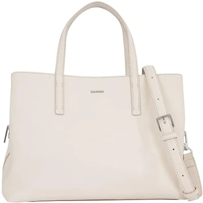 Image of Calvin Klein Women Tote Bag Medium, Off White (Crystal Gray), One Size