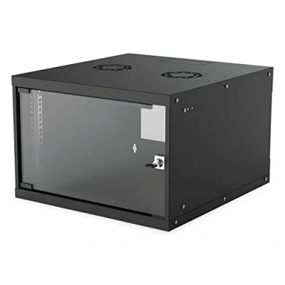Image of Intellinet Network Cabinet, Wall Mount (Basic), 6U, 50 kg Deep, Black, Flatpack, Max kg, Glass Door, 19 Inch, Three Year Warranty
