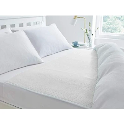 Image of Deluxe Washable and Absorbent Reusable, Double size Bed, Incontinence Pad/Waterproof Mattress Protector with Tucks (White)