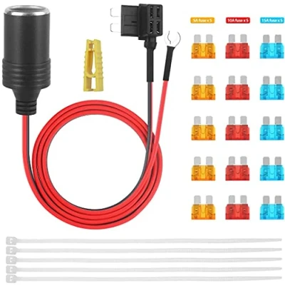 Image of Car Cigarette Lighter 1set 1m Adapter Add a Circuit TAP Lead 1.0mm Cable with 12V Fuse Holder for Micro/Mini/Standard ATM APM Blade Fuses (M)