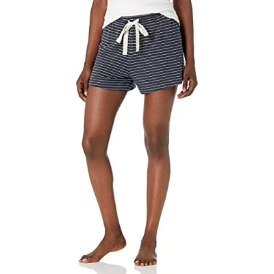 Image of Amazon Essentials Women&#039;s Lightweight Lounge Terry Pyjama Shorts, Navy White Mini Stripes, S