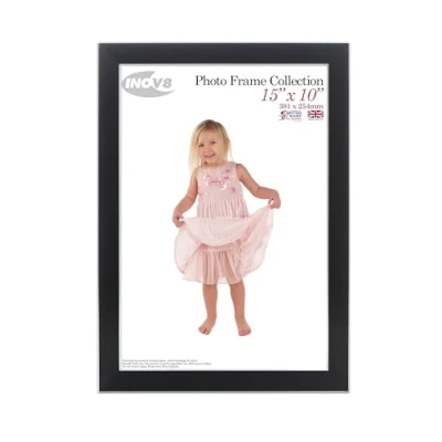 Image of Inov8 Framing British Made Picture/Photo Frame, Black Ash Silver Trim 15x10, Pack of 1, Dense wood