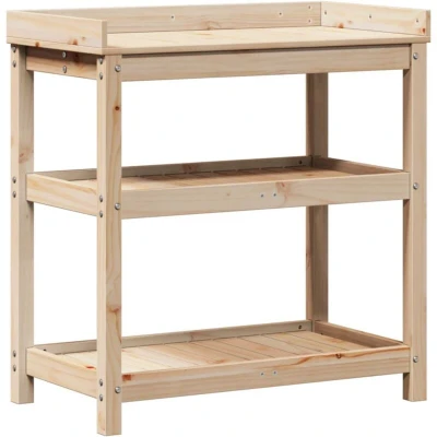 Image of vidaXL Potting Table with Shelves 82.5x45x86.5 cm Solid Wood Pine