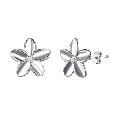 Image of Philip Jones Sterling Silver Flower Earrings Created with Zircondia® Crystals