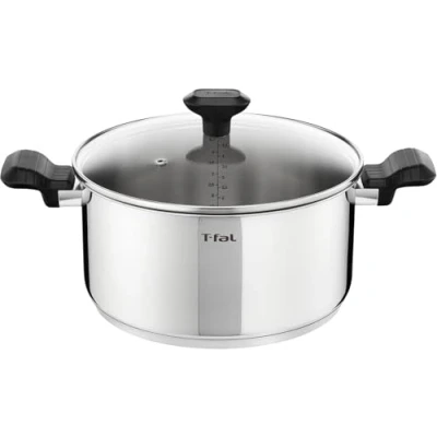 Image of Tefal Comfort Max Stewpot 24 cm, 10 Year Guarantee, 18/10 Premium Stainless Steel, Ergonomic Stay Cool Handles,Glass Lid, All Stovetops Including Induction, Stewing, Delicious Results C9734604