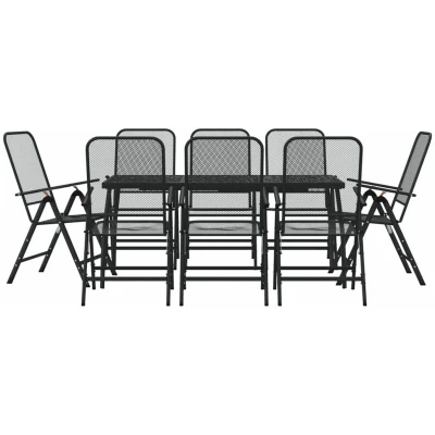 Image of vidaXL 9 Piece Garden Dining Set Anthracite Metal Mesh