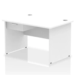 Image of Impulse 1200x800 Desk White Top Panel End 1x1 Drawer Fixed Ped