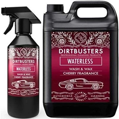 Image of Dirtbusters Waterless Wash And Wax Car Cleaner, Easy To Use Spray On Wipe Off Shampoo For A Shiny Hydrophobic Polish Finish, Cherry (5.5L)