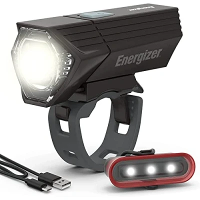 Image of Energizer Rechargeable LED Bike Light, Front and Rear IPX4 Water Resistant with Compact &amp; Lightweight Design, Black