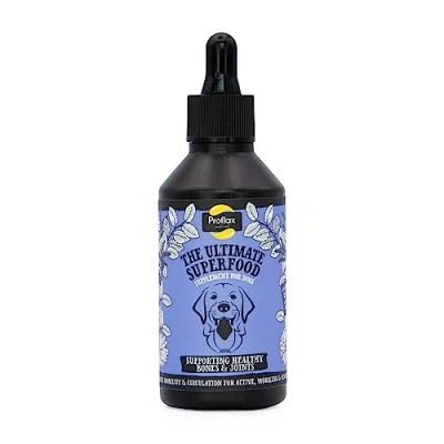 Image of Proflax Natural Bone &amp; Joint Oil Supplement for Dogs 100ml Contains Superfoods Omega 3 6 Pain Relief Supports Physical and Emotional Health Fast Acting Vet Approved