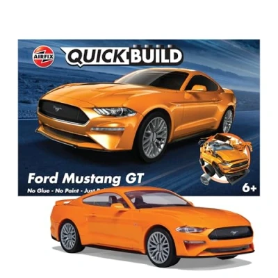 Image of Airfix QUICKBUILD Model Car Kit Ford Mustang GT Orange Building for Kids 6+, Construction Toys Boys &amp; Girls, No Glue Making Classic Gifts Plastic Kits