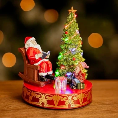 Image of Marco Paul Traditional Light up LED Santa Christmas decoration Durable resin battery operated Village Scene festive ornament (Santa)
