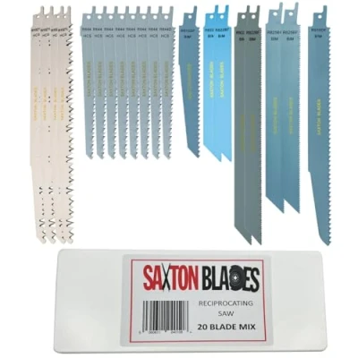 Image of RPR20MXA Saxton 20 Blade Reciprocating Sabre Saw Combo Wood Metal &amp; Demolition fits Bosch, Dewalt, Makita