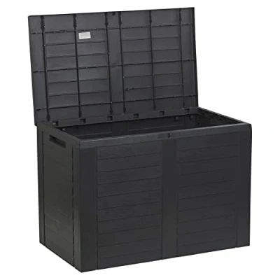 Image of URBNLIVING 190 Litre Compact Plastic Outdoor Balcony Patio Garden Storage Box Chest Crate