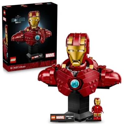 Image of LEGO Marvel Iron Man MK4 Bust Display Model Building Set for Adults incl. a Tony Stark Minifigure, plus Shoulder Cannons and Rotating Head Collectible Avengers Gift Fans 76327