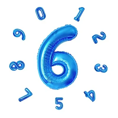 Image of 40&quot; Number Balloons,Helium 6 Balloons Birthday,Self Inflating Balloons,Foil Balloon for Birthday Party,New Year Decoration,Anniversary Decoration,Company Celebration (Blue #6)