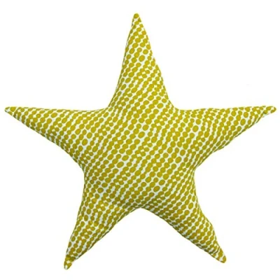 Image of little furn. Printed Star Pre Filled Cushion, Mustard/Grey, 40 x 10cm