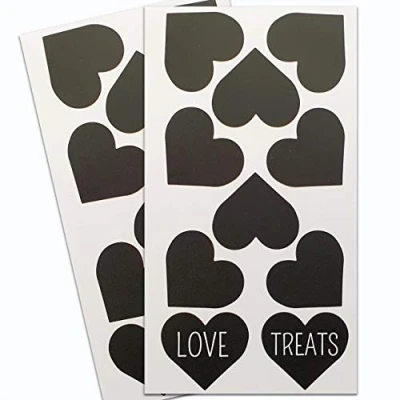 Image of Chalkboard Labels Self Adhesive Blackboard Stickers for Kitchen Pantry Organisation &amp; Decorating Jars (20, Heart)