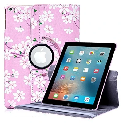 Image of 32nd Floral Series Design PU Leather Book Folio Case Cover for Apple iPad 9.7&quot; (2017) &amp; (2018), Designer Flower Pattern Flip With Built In Stand Cherry Blossom