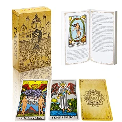 Image of IXIGER Tarot Cards Deck,78 Deck with Guidebook Set for Beginners and Experts,Classic Card Set,Durable Cards, Standard Size 4.75&quot; x 2.76&quot;,Future Telling Game.