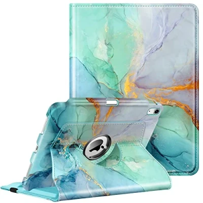 Image of FINTIE Rotating Case Compatible with iPad 10th Generation (2022 Model) 10.9 Inch 360 Degree Swivel Protective Stand Cover Pencil Holder, Auto Wake/Sleep, Emerald Marble