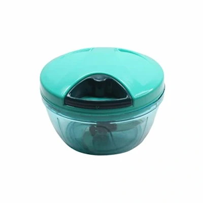Image of SUL Manual Food Chopper, Hand Pull/Push Chopper with Stainless Steel Removable Blades and Non Slip Base for Kitchen to Chop Fruits,Vegetables, Salad (Pull (Green) 450ml)