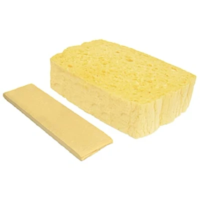 Image of Spontex 10 Pack 100% Biodegradable Cellulose Sourcing Sponge Recyclable PET Bag, Absorbent, Each 135 x 90 37 mm, Yellow, of
