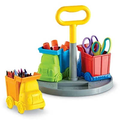 Image of Learning Resources Create a Space Kiddy Centre Trucks, Kids Art Supply Storage, Caddy Playroom Organisation, Classroom School Supplies Organiser, 5 Pieces, Age 3+