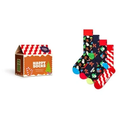 Image of Happy Socks Gingerbread Houses Gift Set Half 4 Pairs EU 36 40