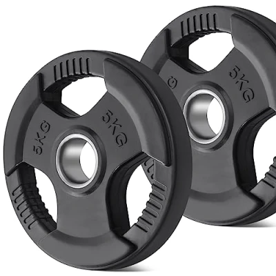Image of KK Weight Plates 2 inch hold cast iron Barbell Set Disc Pair For Women &amp; Men Home Gym Strength Training Weightlifting Workout (2 x 5KG)
