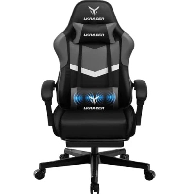 Image of GTPLAYER Gaming Chair, Massage Ergonomic Computer Chair with Lumbar Support Height Adjustable 360 Swivel Seat and Headrest for Office