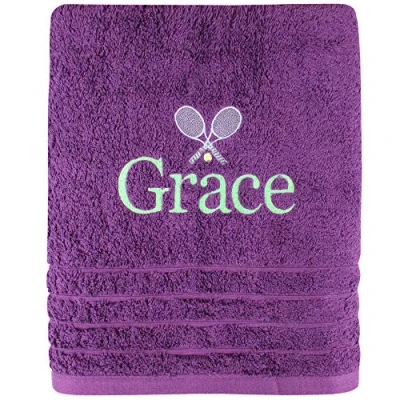 Image of TeddyTs Personalised Cotton Embroidered Tennis Accessory Hand Towel (Purple)