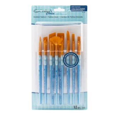 Image of Royal Brush Crafter&#039;s Choice Gold Taklon Value Set 15/Pkg, Small to Medium