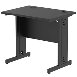 Image of Impulse 800x600mm Straight Desk Black Top Cable Managed Leg