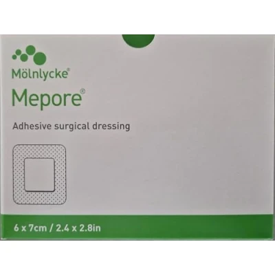 Image of Mepore 670800 Dressing Adhesive, Island, Non Woven Fabric, Semi Permeable Backing, Sterile, 6 cm x 7 (Pack of 60)