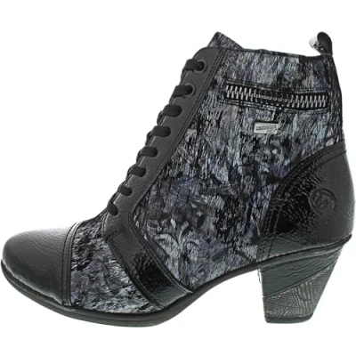Image of Remonte D8797 navy blue patent Victorian style granny boots (black blue, UK Footwear Size System, Adult, Women, Numeric, Medium, 5)