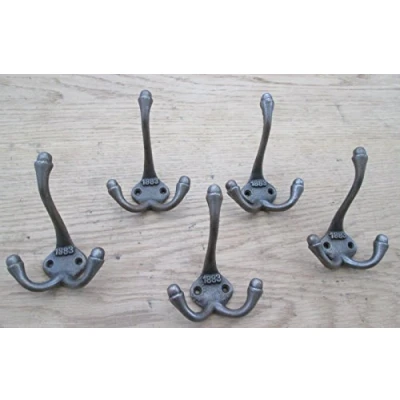 Image of Ironmongery World 5 X 1883 Classic Antique Style Triple Coat Hook Cast Iron Hat Rack Hanger