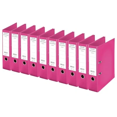Image of Esselte Chromos Lever Arch Files Pack of 10 80 mm spine fuchsia