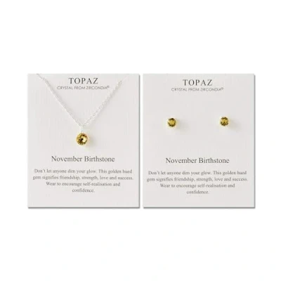 Image of Philip Jones November (Topaz) Birthstone Necklace &amp; Earrings Set Created with Zircondia® Crystals
