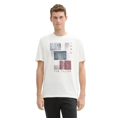 Image of TOM Tailor Photo Print Tshirt, Men&#039;s, Size: XXL, Off white