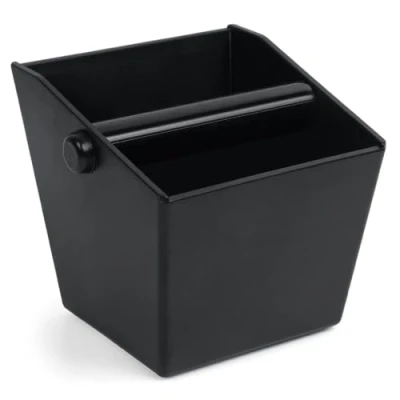 Image of Coffee Knock Box, Grounds Container, Espresso Bin Barista Grind Out Box with Removable Metal Bar and Non Slip Base (Square)