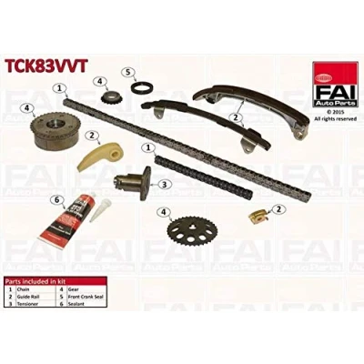 Image of 1305028020, 1305028021, 135060H010, 135060H030, 135060H031 Timing Chain Kit FAI AutoParts TCK83VVT with gears, gaskets/seals Simplex, Bolt