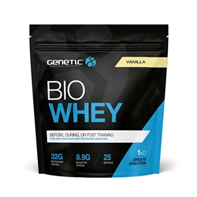 Image of Genetic Supplements Whey Protein Powder Protein, Muscle Building Powder, BCAAs, Repair, Shake, Vanilla, 25 Servings, 1kg