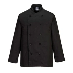 Image of Portwest Somerset Chefs Jacket L/S, Size: M, Colour: Black, C834BKRM