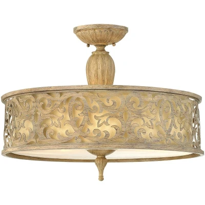 Image of Carabel 3 Light Large Semi Flush Ceiling Brushed Champagne, E27