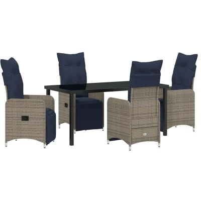 Image of vidaXL Garden Dining Set 5 pcs Grey Poly Rattan