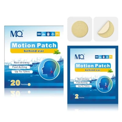Image of MQ Motion Sickness Patches, 20 Count Travel Patches Non Drowsy, Cruise Ship Essentials, Fast Acting &amp; Long Lasting 72H, Light Color