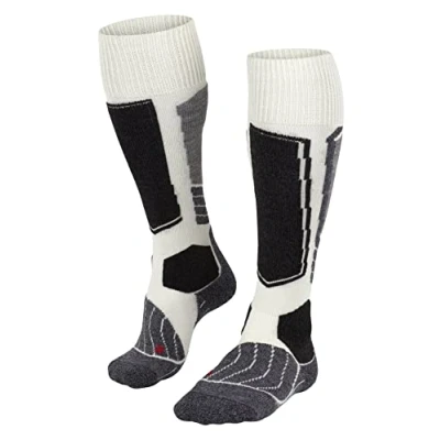 Image of FALKE Women&#039;s SK1 Comfort W KH Wool Silk Warm Thick 1 Pair Skiing Socks, White (Off 2040), 2.5 3.5